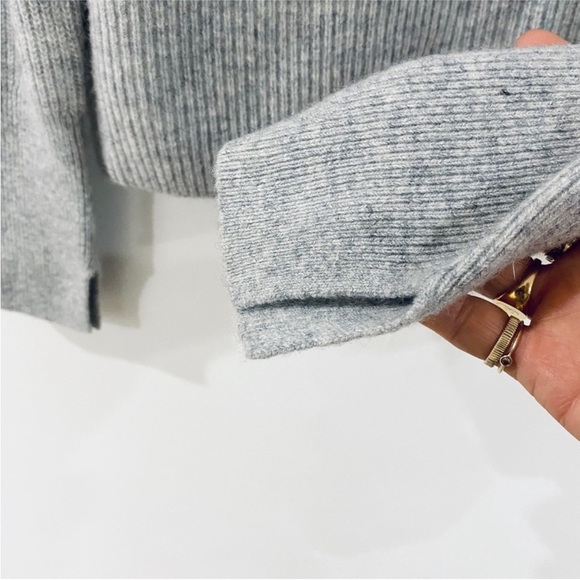 White + Warren 100% cashmere gray sweater with cuff slits  NEW - Picture 6 of 8